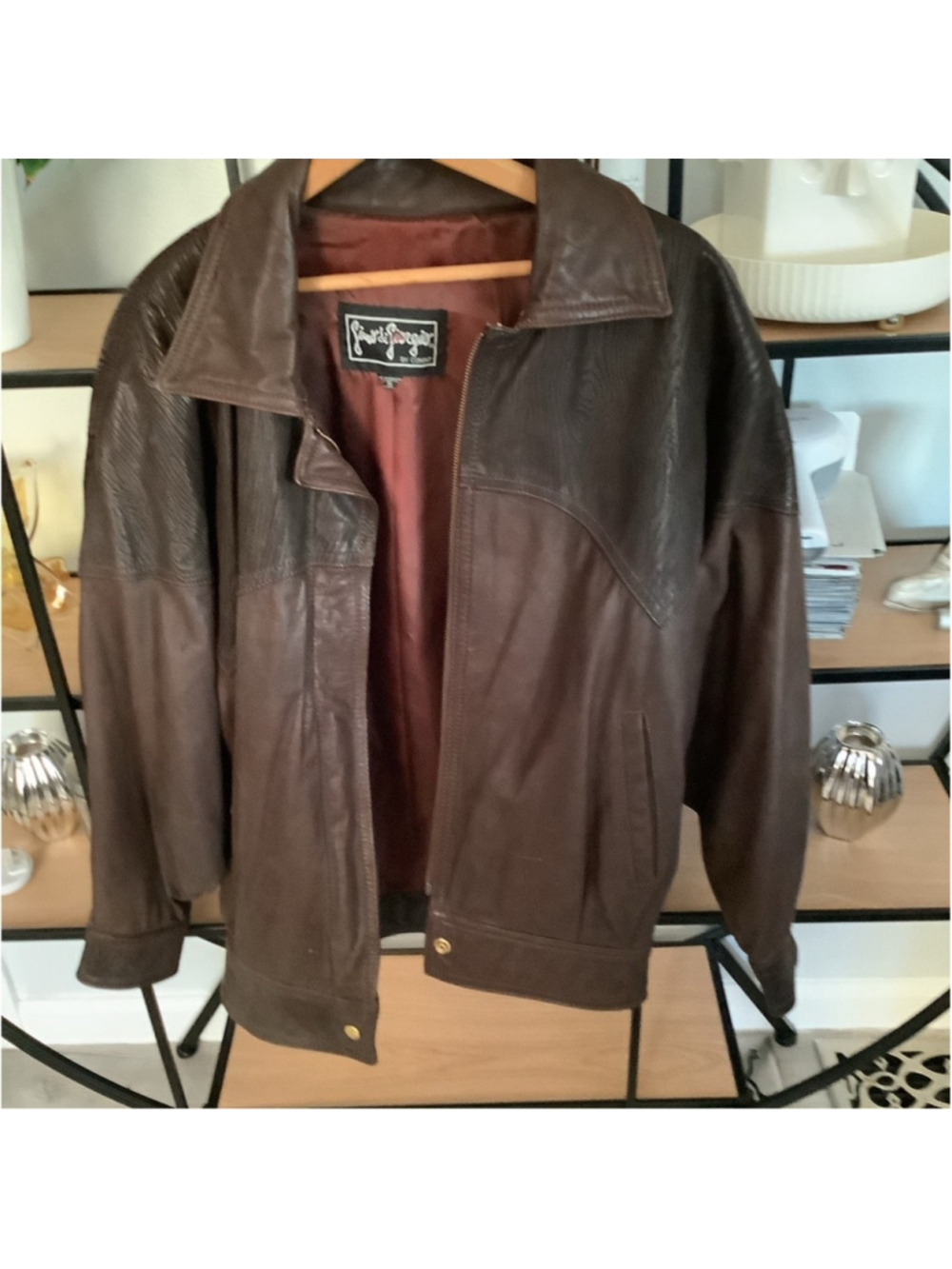 Gino di giorgio Rich Brown Leather Jacket look at tag